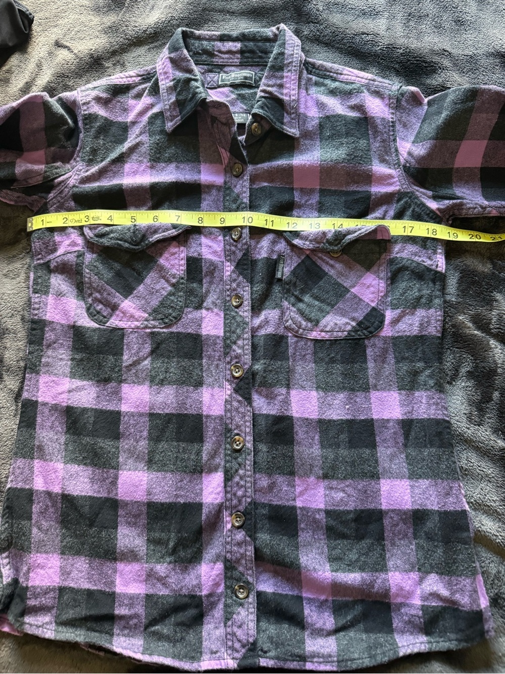 Women’s Purple & Black Plaid Button-Down Flannel 100% cotton - Picture 14 of 14